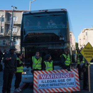 Corporate bus protests by those upset with free rides from large corporations like Google, Facebook, Yahoo, and Genetech.