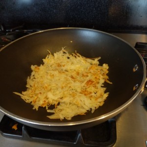 Making the perfect hash browns at home.