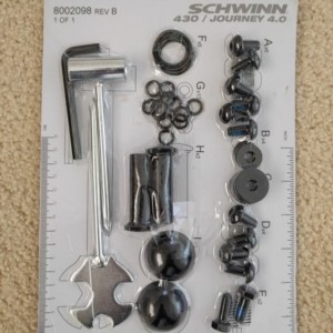 All the small pieces for assembling the Schwinn 430 Elliptical.