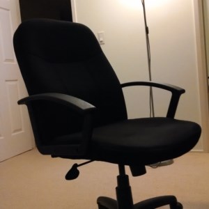 A swivel chair, which can get squeaky at times.