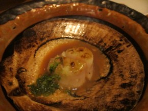 Soft and tender scallops that were over the robata grill.