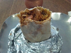 This is a decently size tikka massala burrito with chicken. The flavor was amazing, and sweet.