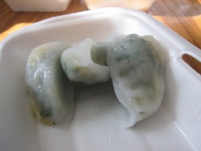 Had this one for the first time. I've never had a dumpling stuff with spinach and a piece of shrimp. that being said, it was unique, and still good.